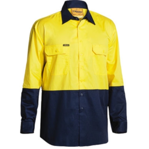 WORKWEAR, SAFETY & CORPORATE CLOTHING SPECIALISTS COOL LIGHTWEIGHT HI VIS DRILL SHIRT - LONG SLEEVE