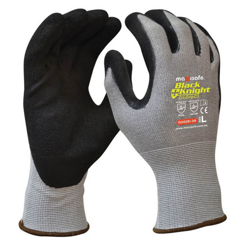 WORKWEAR, SAFETY & CORPORATE CLOTHING SPECIALISTS Black Knight Dri-grip C3 Glove W/ Gripmaster