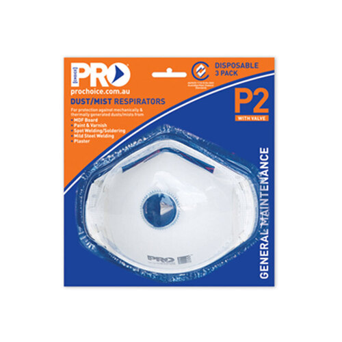 WORKWEAR, SAFETY & CORPORATE CLOTHING SPECIALISTS - P2 with Valve Respirators in Blister Pack - 3 Pk