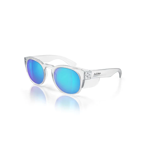 WORKWEAR, SAFETY & CORPORATE CLOTHING SPECIALISTS Cruisers Clear Frame/Mirror Blue Polarised UV400 - Polarised - One Size