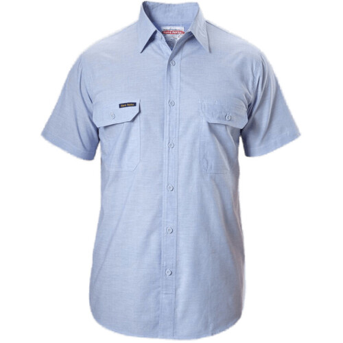 WORKWEAR, SAFETY & CORPORATE CLOTHING SPECIALISTS - Foundations - Cotton Chambray Shirt Short Sleeve